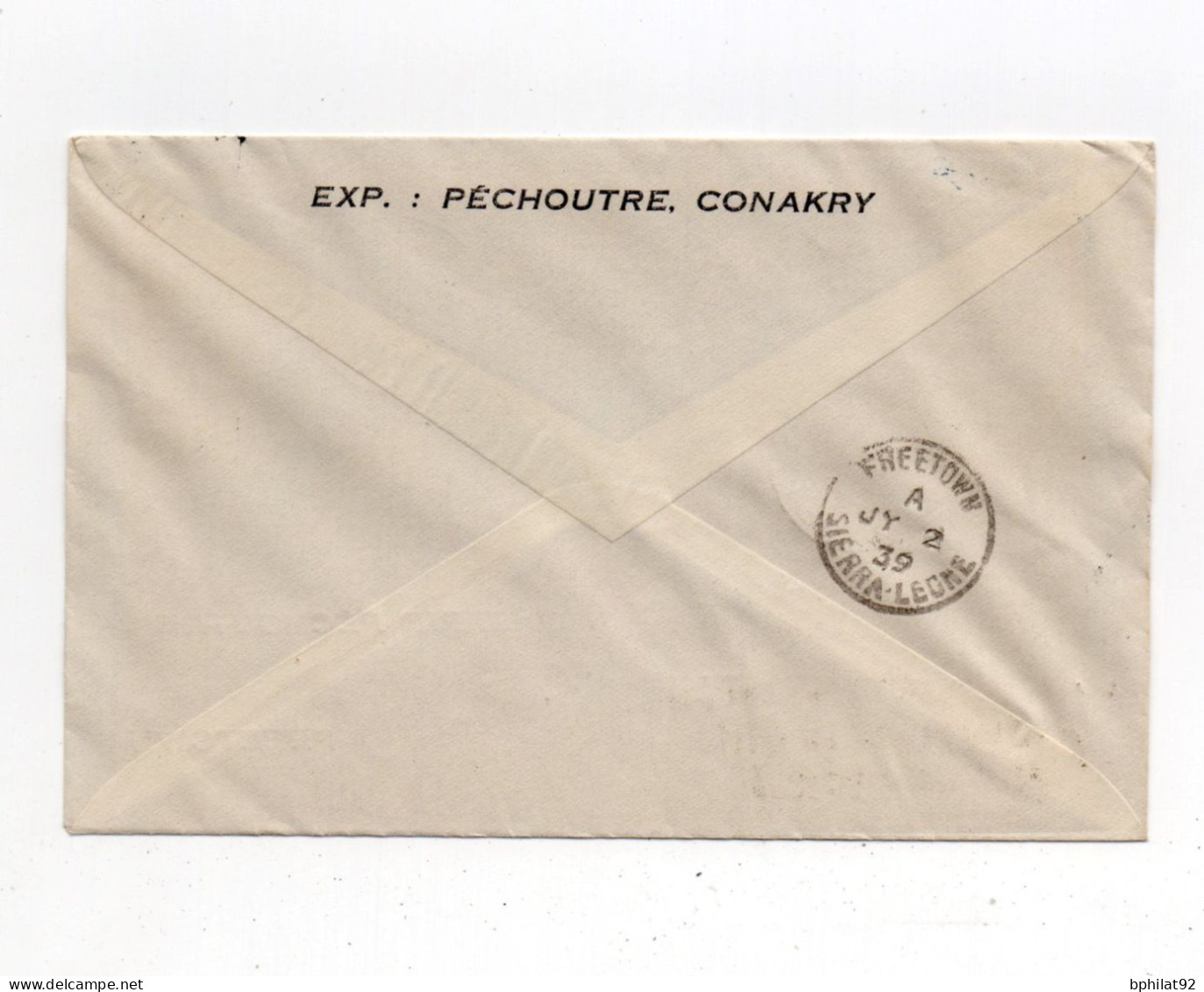!!! AOF, GUINEE, 1ER VOL AEROPOSTAL CONACRY - FREETOWN DU 2/7/1939 - Cartas & Documentos