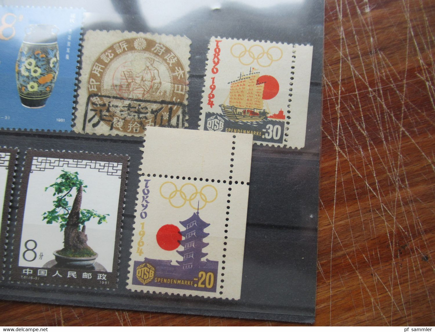 Briefmarken China Volksrepublik 1981 5 Marken ** + 1x Japan Gestempel Und 2x Spendenmarke Tokyo 1964 - Lettres & Documents