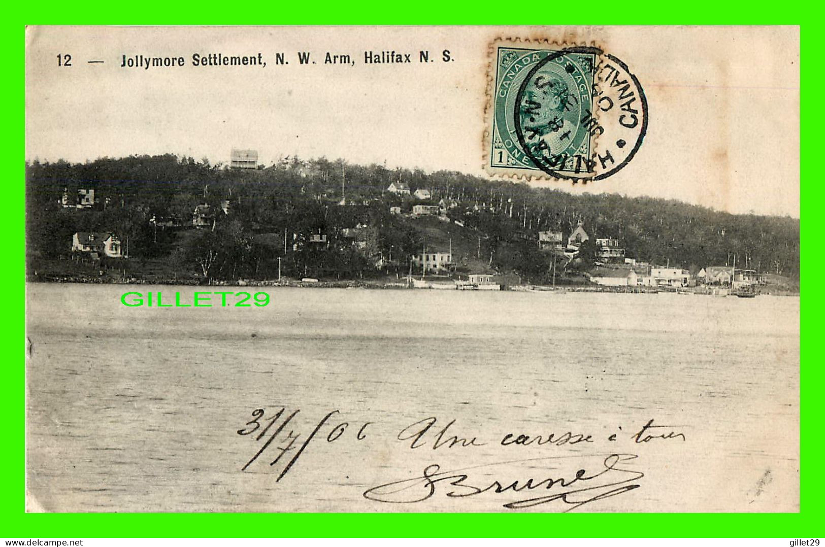 HALIFAX, NOVA SCOTIA - JOLLYMORE SETTLEMENT, N. W. ARM - TRAVEL IN 1906 - W.E. HEBB PUBLISHER - - Halifax