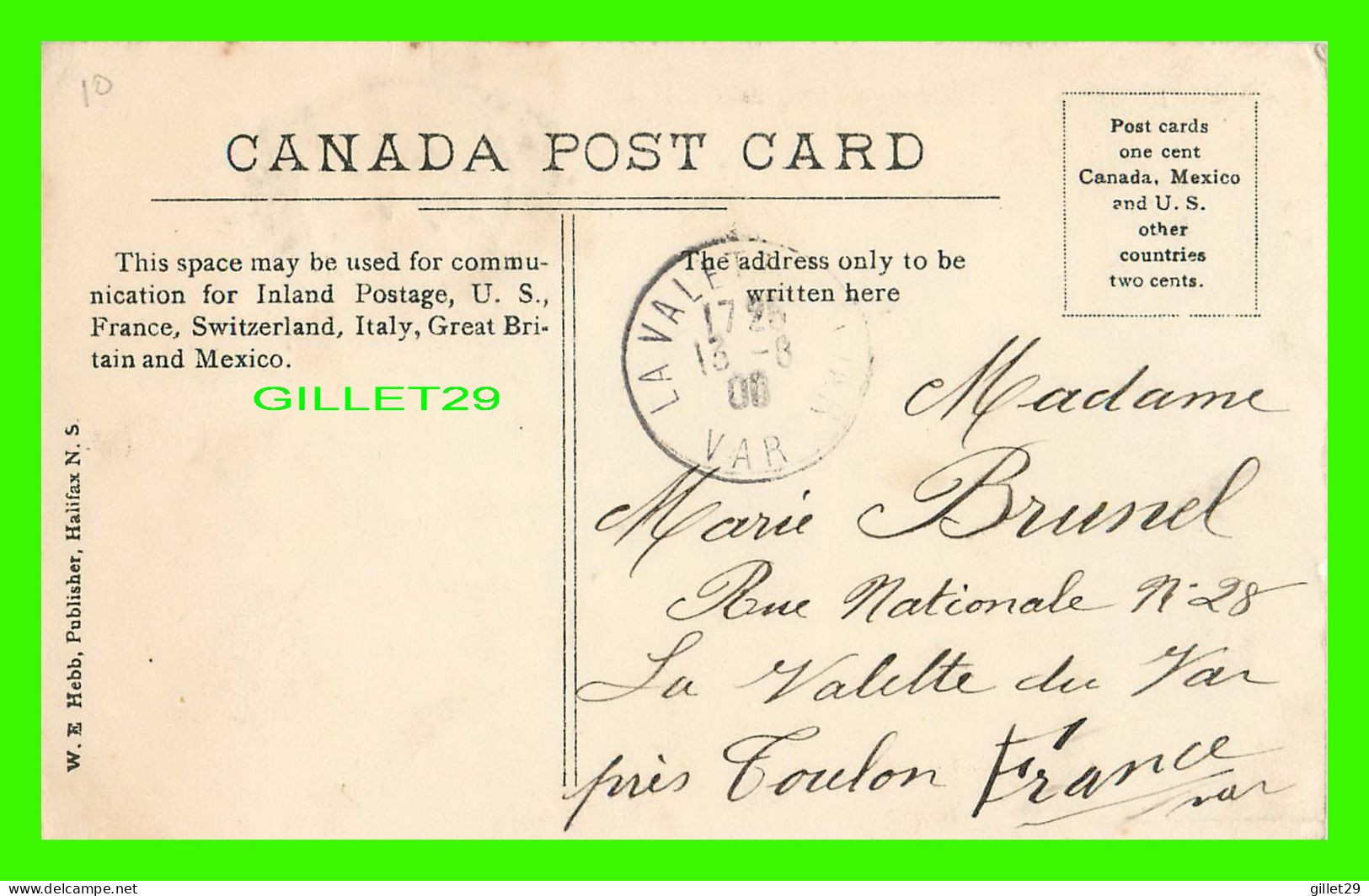 HALIFAX, NOVA SCOTIA - JOLLYMORE SETTLEMENT, N. W. ARM - TRAVEL IN 1906 - W.E. HEBB PUBLISHER - - Halifax