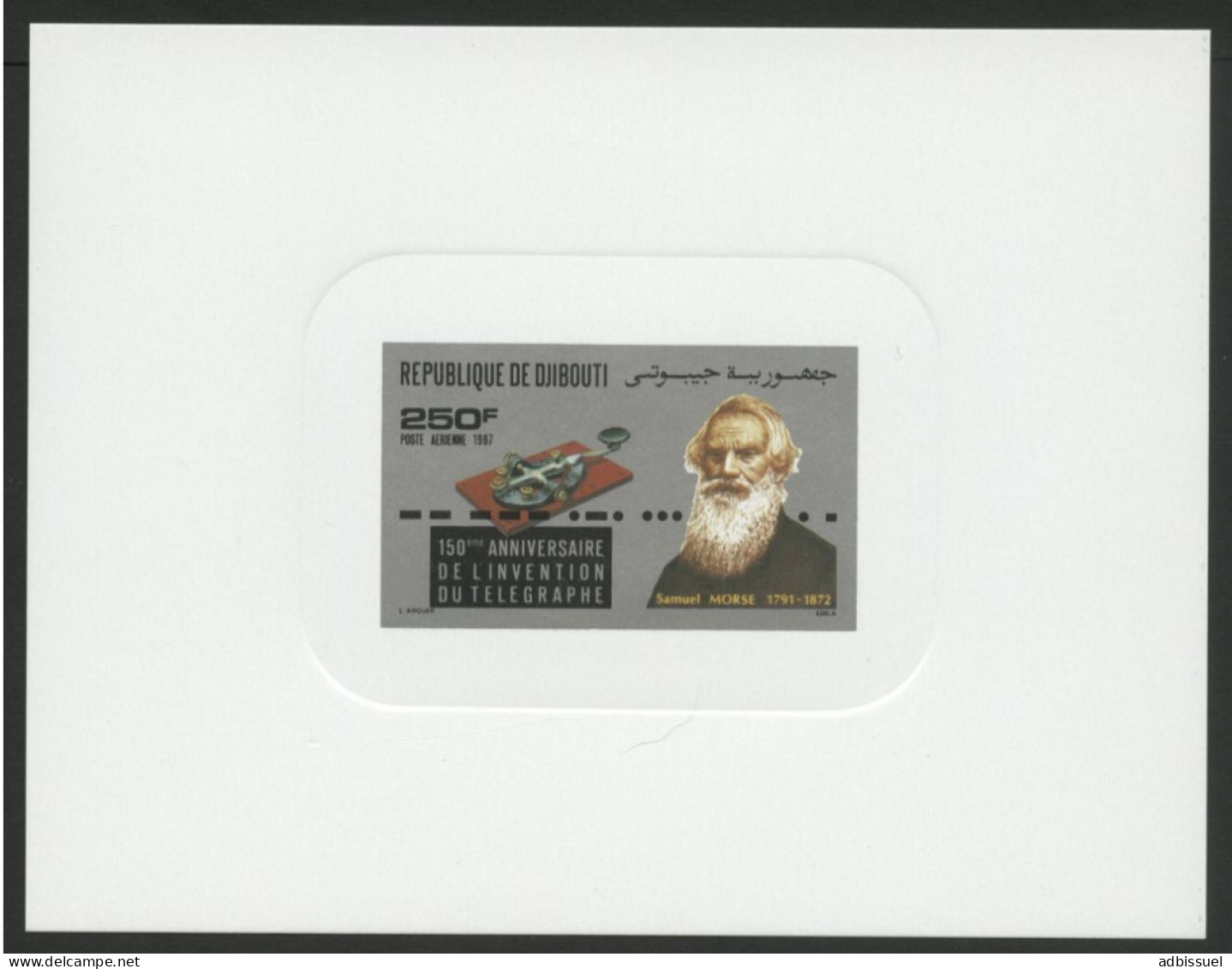 DJIBOUTI Epreuve De Luxe Sur Papier Glacé De La Poste Aérienne N° 238 "Samuel MORSE" - Telecom