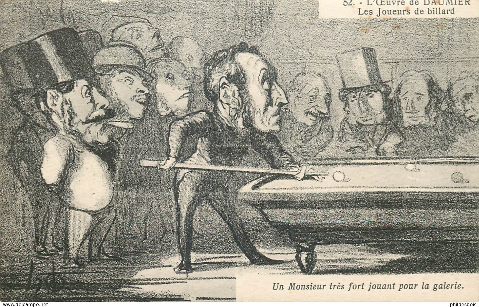 OEUVRE DE DAUMIER  Les Joueurs De Billard - Satiriques