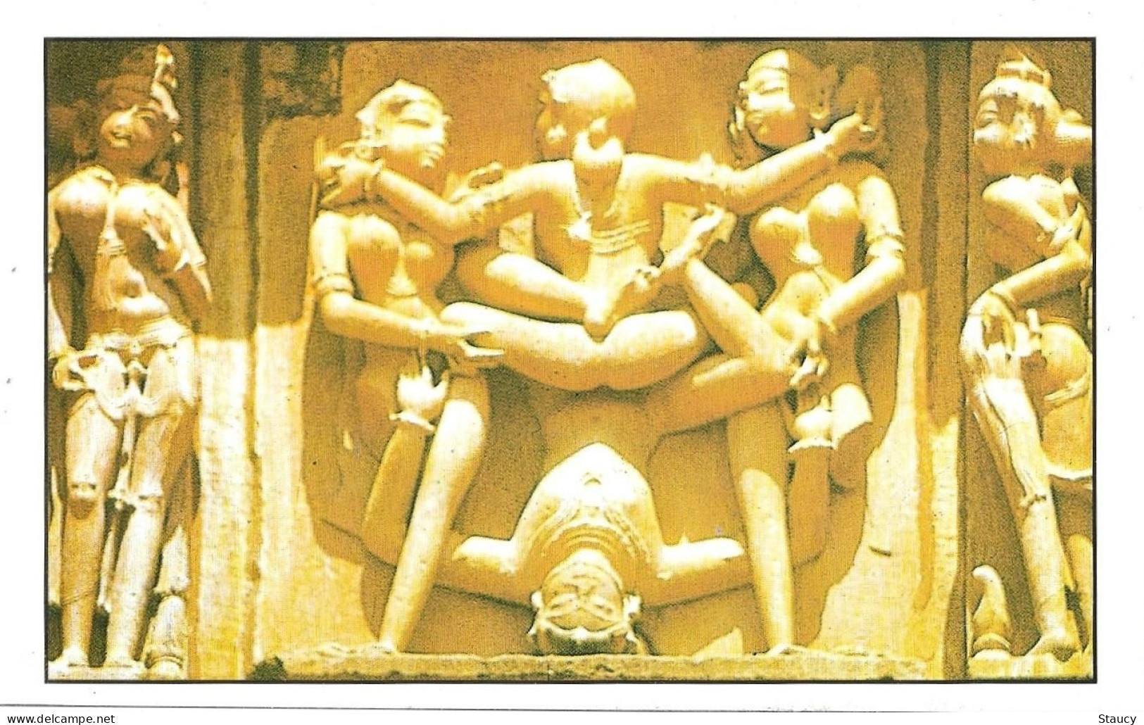 India Khajuraho Temples MONUMENTS - Yoga Figure From Kandariya Mahadeo TEMPLE 925-250 A.D Picture Post CARD New Per Scan - Ethnics