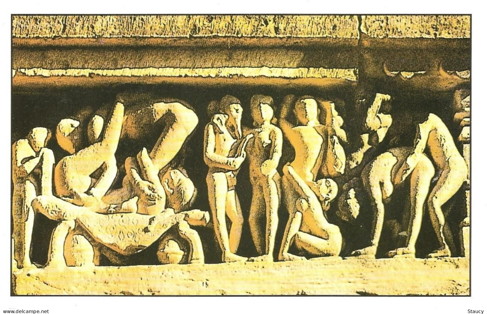 India Khajuraho Temples MONUMENTS - A Panel From Laxman TEMPLE 925-250 A.D Picture Post CARD New Per Scan - Ethnics