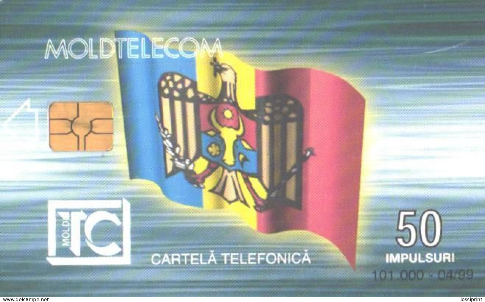 Moldova:Used Phonecard, Moldtelecom, 50 Impulses, Stefan Cel Mare Monument, 1999 - Moldavie