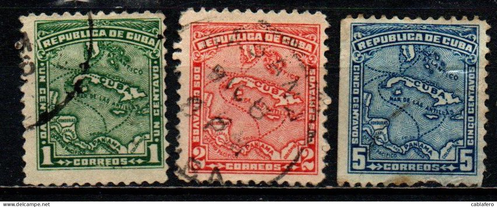 CUBA - 1914 - MAPPA DELL'ISOLA DI CUBA - USATI - Used Stamps