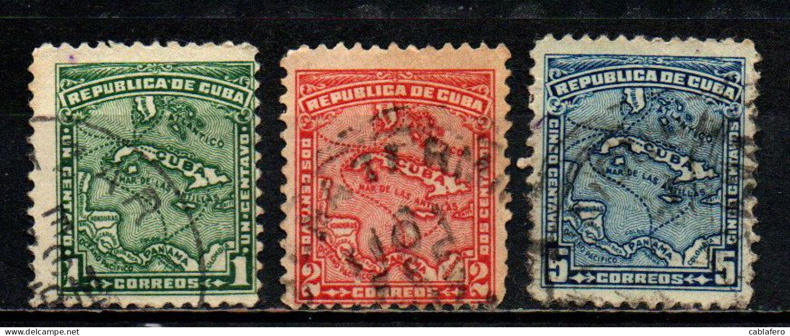 CUBA - 1914 - MAPPA DELL'ISOLA DI CUBA - USATI - Used Stamps