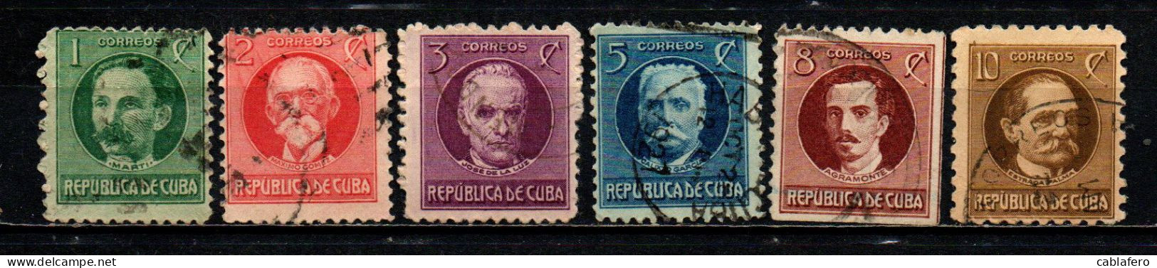 CUBA - 1917 - PERSONALITA' DEL SUDAMERICA: JOSE' MARTI, MAXIMO GOMEZ, JOSE' DE LA LUZ CABALLERO, CALIXTO GARCIA, IGNACIO - Usati