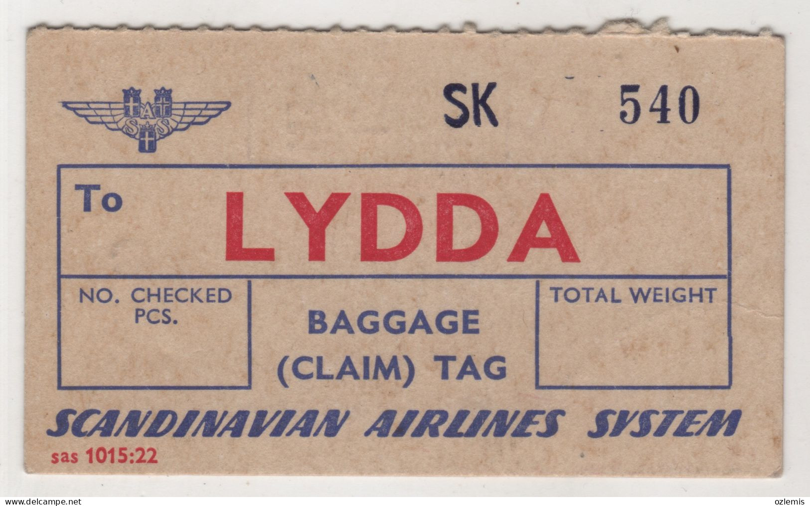 SCANDINAVIAN  AIRLINES ,SYSTEM , BOARDING PASS - Tickets