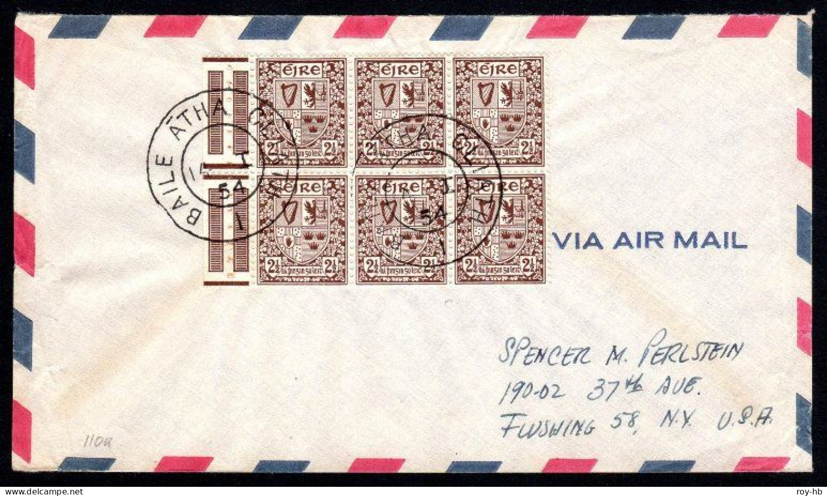 1948-53 2½d Booklet Pane With Upright Watermark Complete With Selvedge, Good To Superb Perfs., Tied To A 1954 Cover - Lettres & Documents