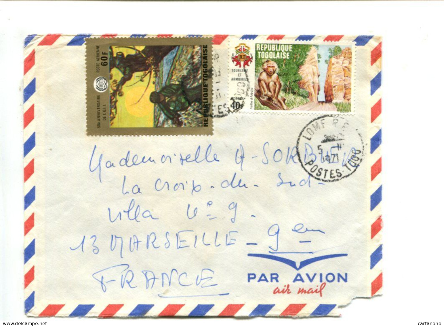 Impressionnisme - Rép. Togolaise - Affranchissement Sur Lettre - O.I.T / Art Van Gogh / Singe - Impressionisme