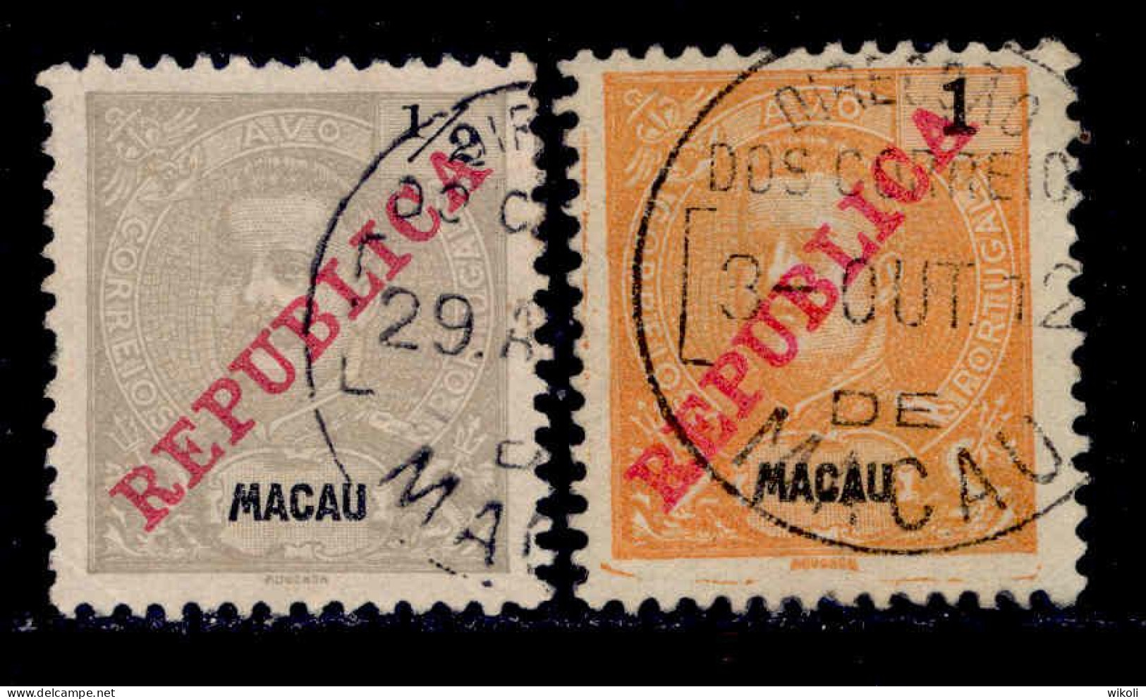 ! ! Macau - 1911 D. Carlos 1/2 & 1 A - Af. 149 & 150 - Used - Used Stamps
