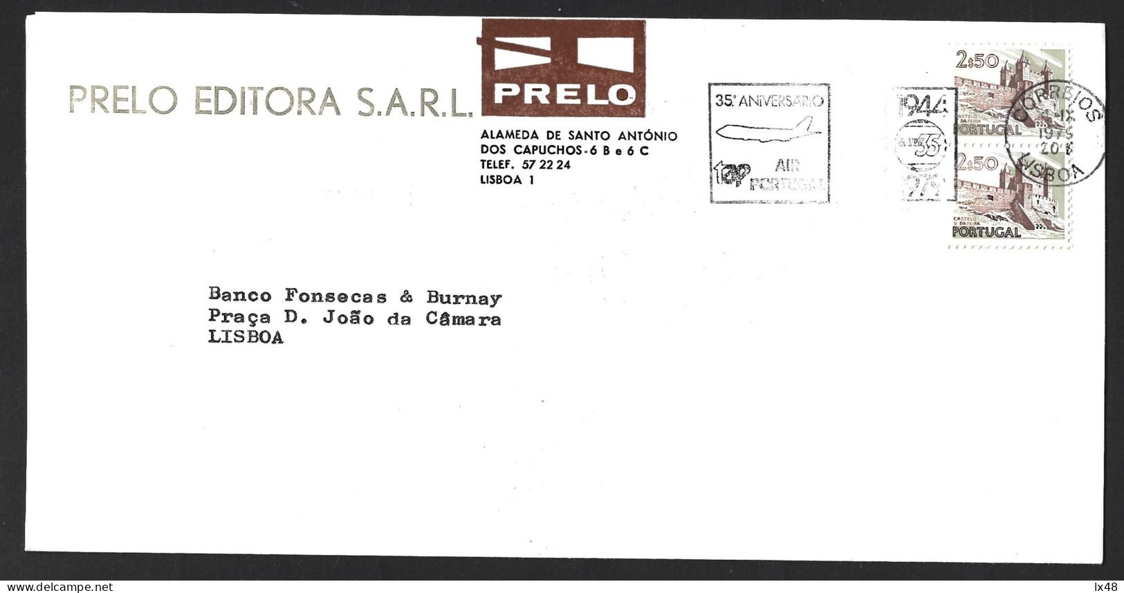 Flâmula 35 Anos TAP Air Portugal 1944/1979. Stamps Castelo Vila Da Feira. Banco Fonsecas & Burnay. Banner 35 YearsTAP - Cartas & Documentos