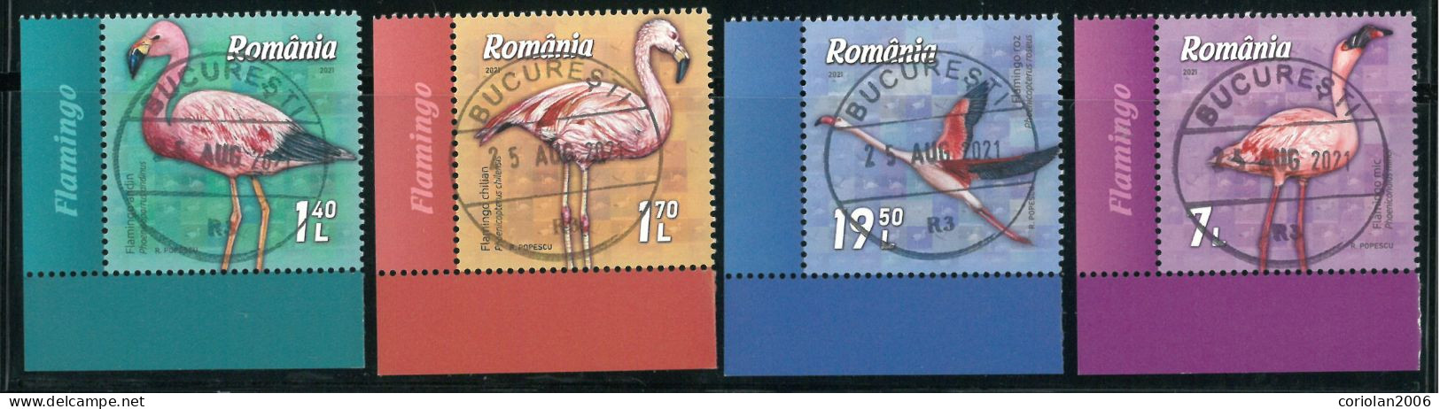 Romania 2021 / Flamingo / Set 4 Stamps Used - Flamants