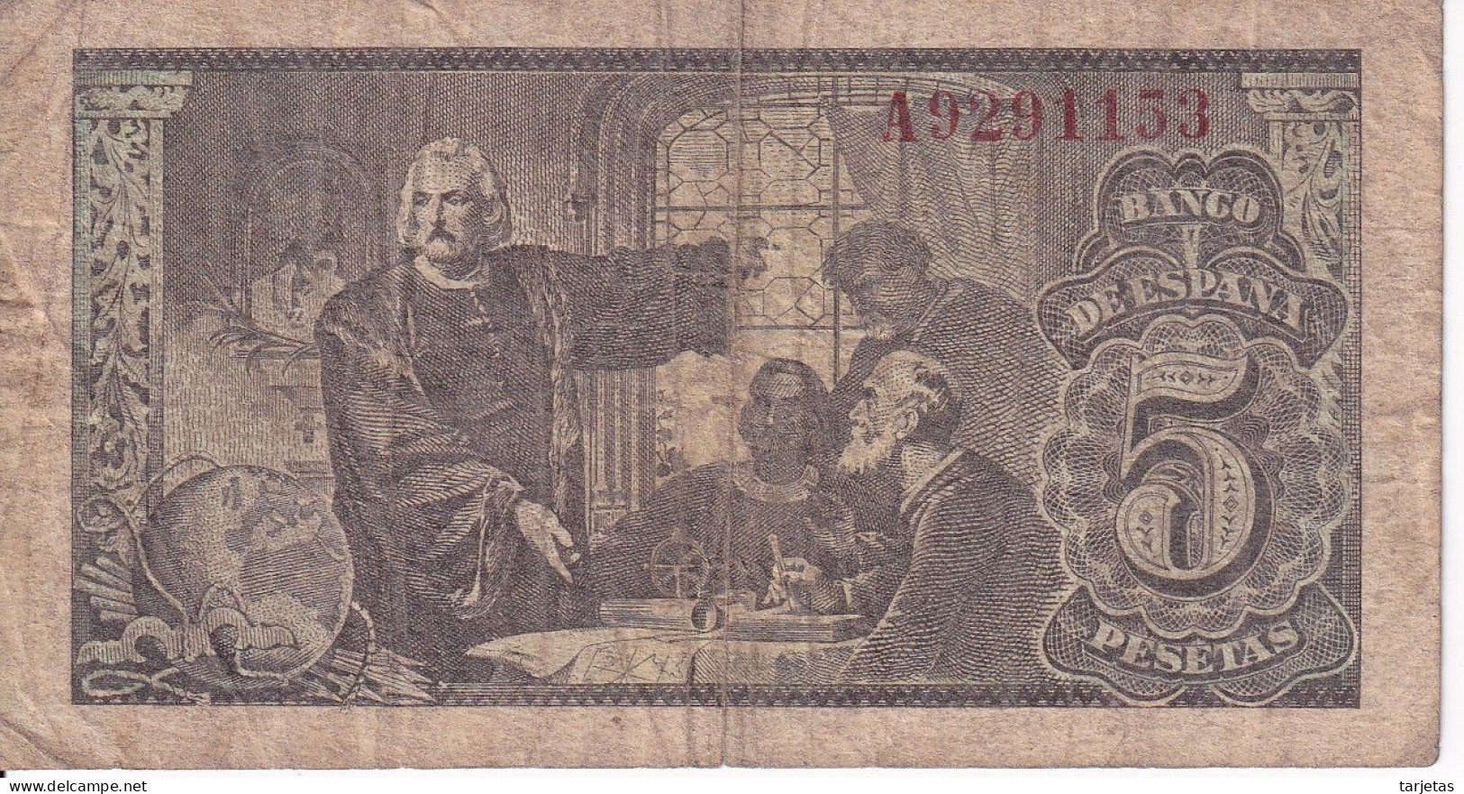 BILLETE DE ESPAÑA DE 5 PTAS DEL 13/02/1943 SERIE A  CALIDAD RC  (BANKNOTE) - 5 Pesetas