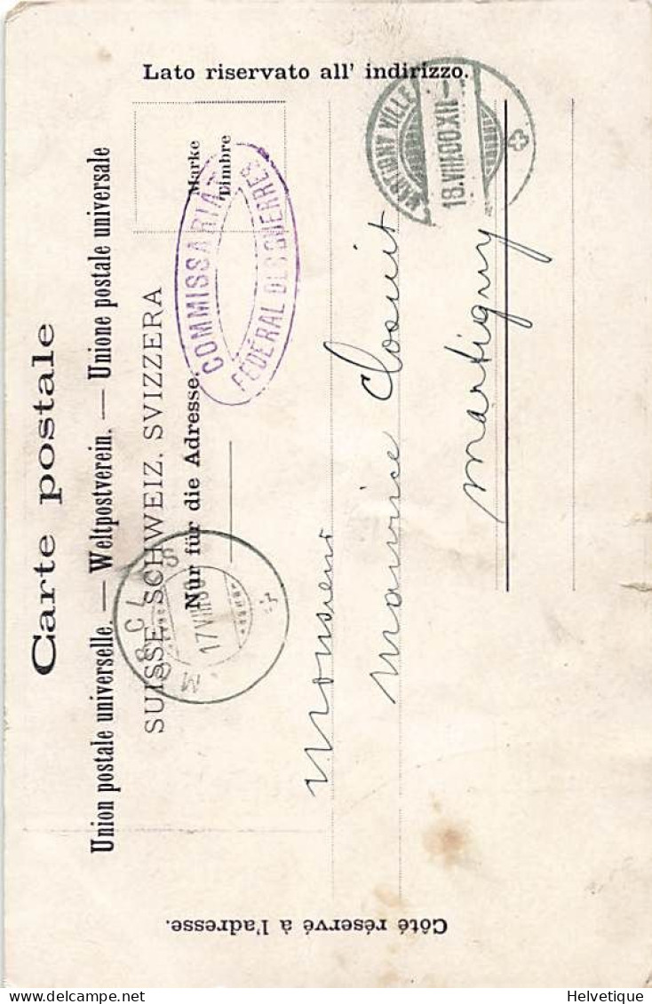 Village Et Dent De Morcles Cachet Commissariat Fédéral Des Guerres 1900 - Morcles