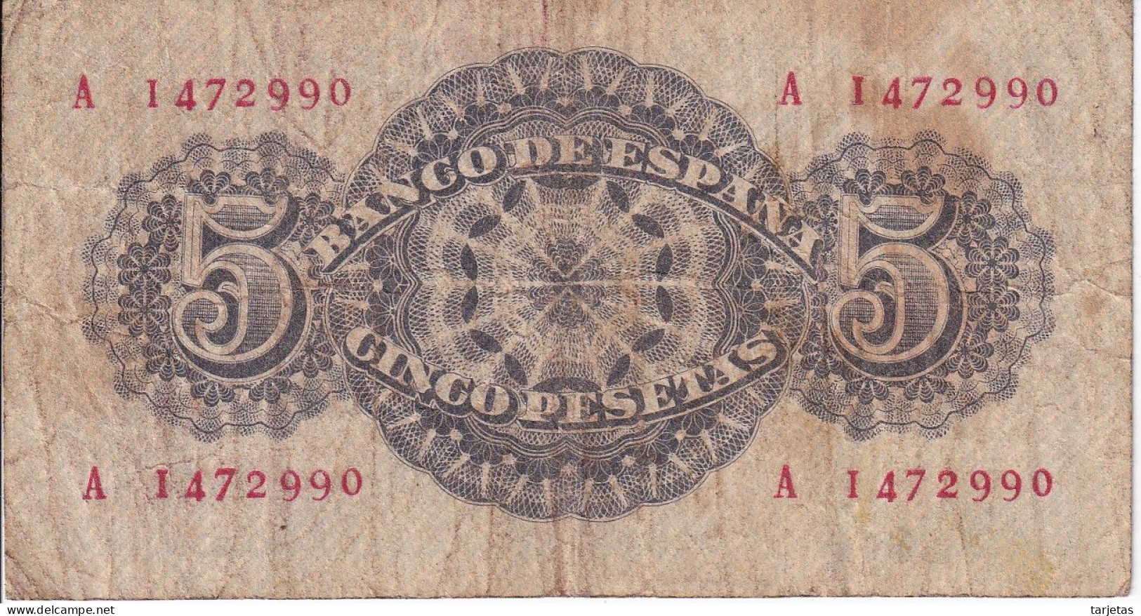 BILLETE DE ESPAÑA DE 5 PTAS DEL AÑO 1947 SERIE A CALIDAD RC   (BANKNOTE) - 5 Pesetas