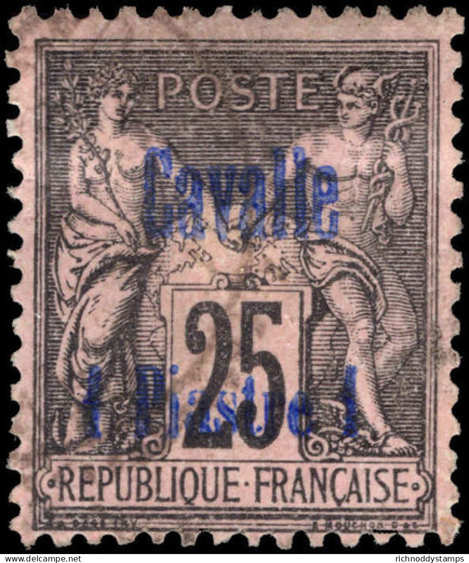 Cavalle 1893-1900 1pi On 25c Black On Lilac Fine Used. - Ungebraucht