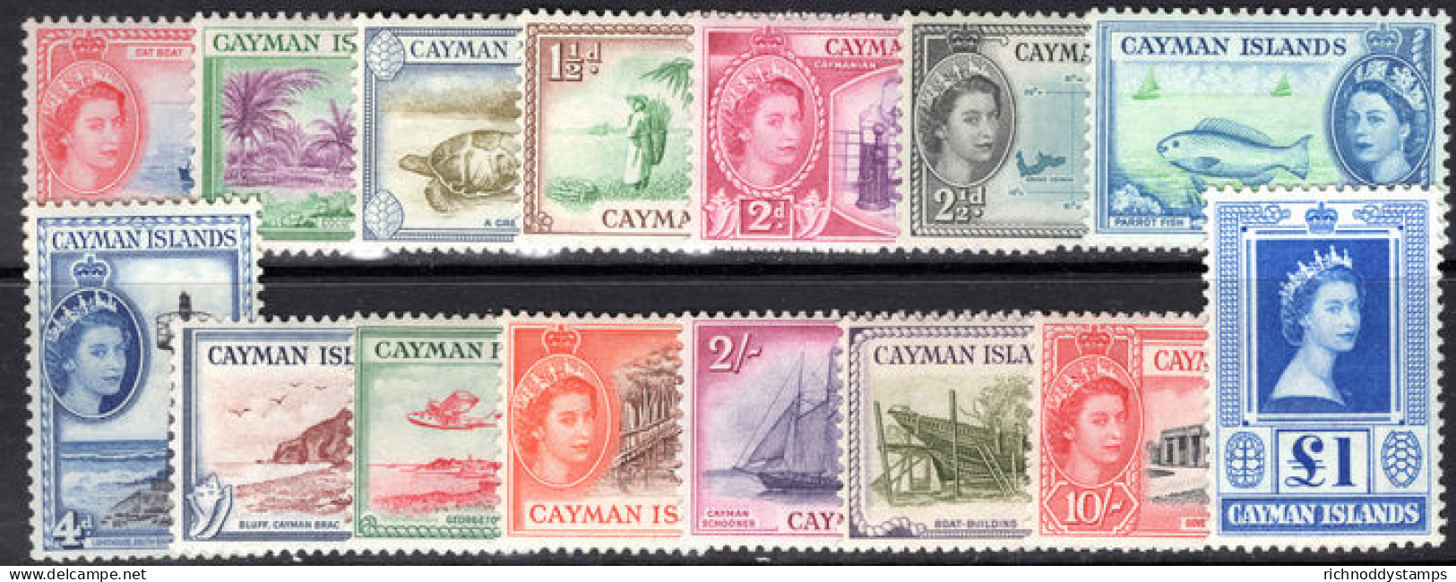 Cayman Islands 1953-62 Set Lightly Mounted Mint. - Cayman Islands