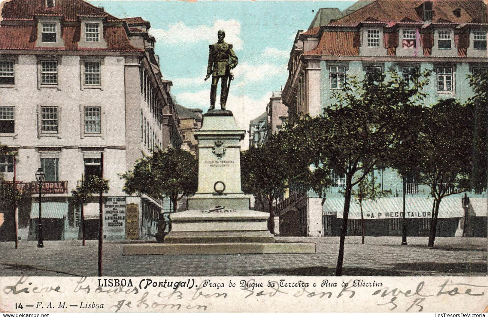 Portugal - Lisboa - Praça Da Terceira E Rua De Alecrim - F.A.M. - Colorisé - Statue - Carte Postale Ancienne - Lisboa