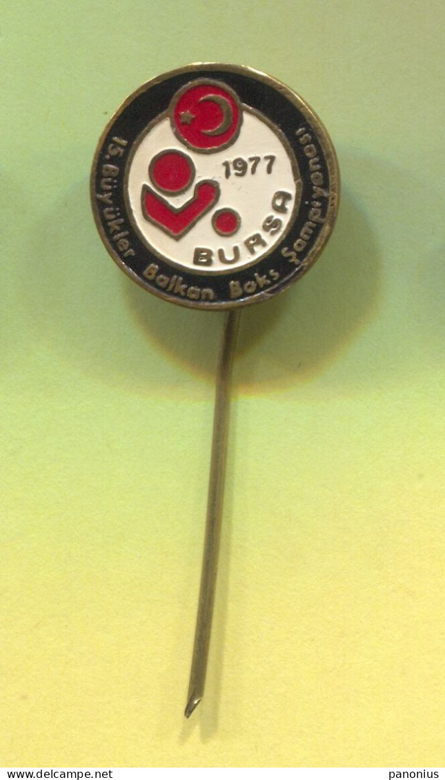 Boxing Box Boxen Pugilato - Bursa Turkey Balkan  Championship 1977. Vintage Pin  Badge  Abzeichen - Boxe