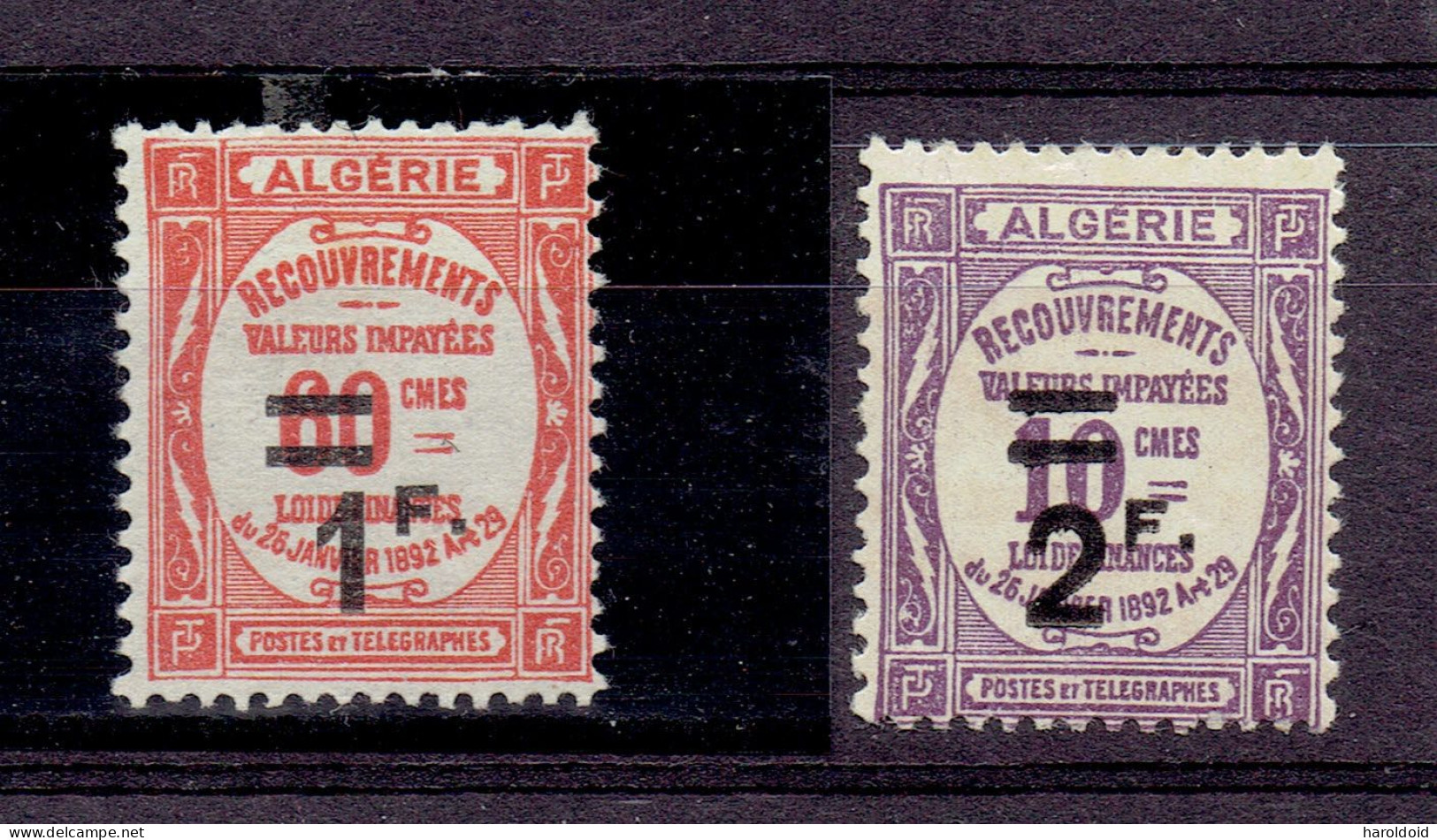 ALGERIE - TP TAXE N°23/24 X TTB - Portomarken