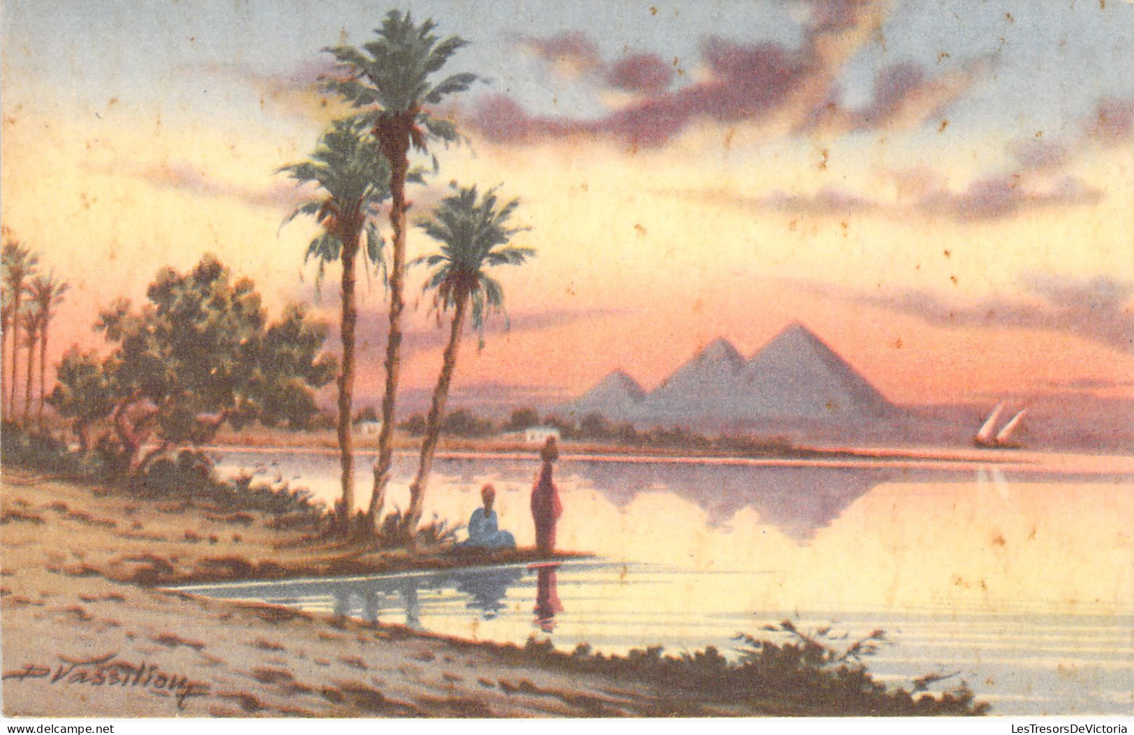 EGYPTE - Sunset At Pyramids -  Carte Postale Ancienne - Andere & Zonder Classificatie