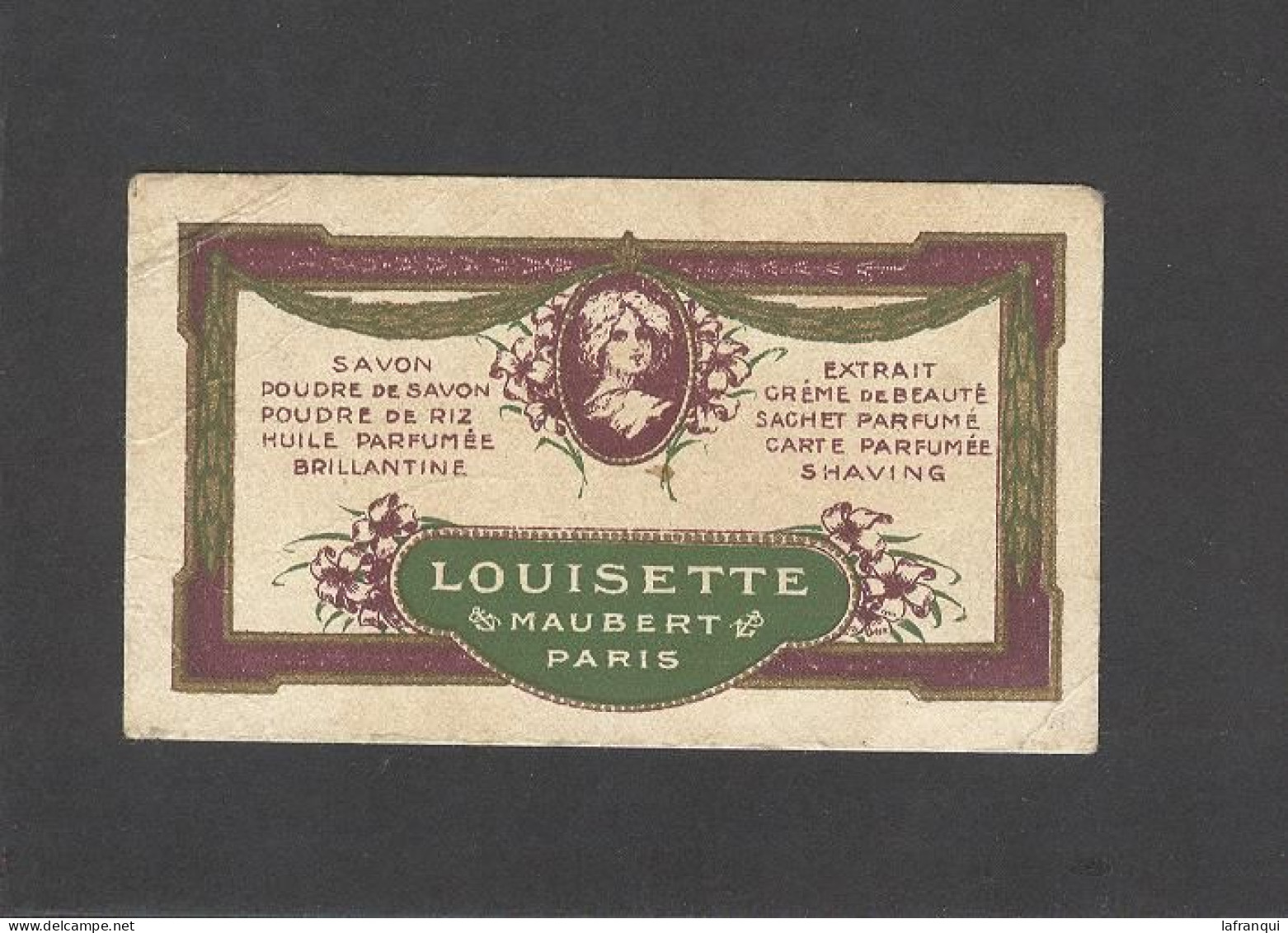 Themes Div-ref TT289- Publicité - Petite Carte Parfumée 9cms X,5cms -parfum Louisette -maubert Paris - - Anciennes (jusque 1960)