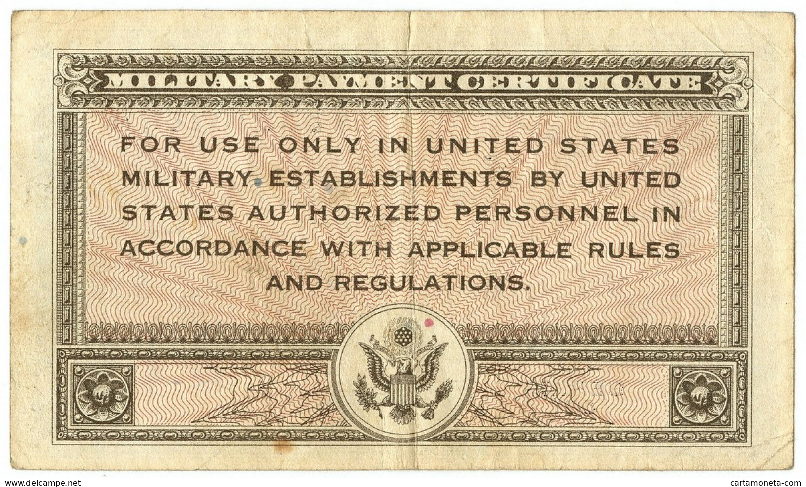 1 DOLLAR MILITARY PAYMENT CERTIFICATE UNITED STATES SERIES 461 17/09/1946 BB/BB+ - Occupation Alliés Seconde Guerre Mondiale