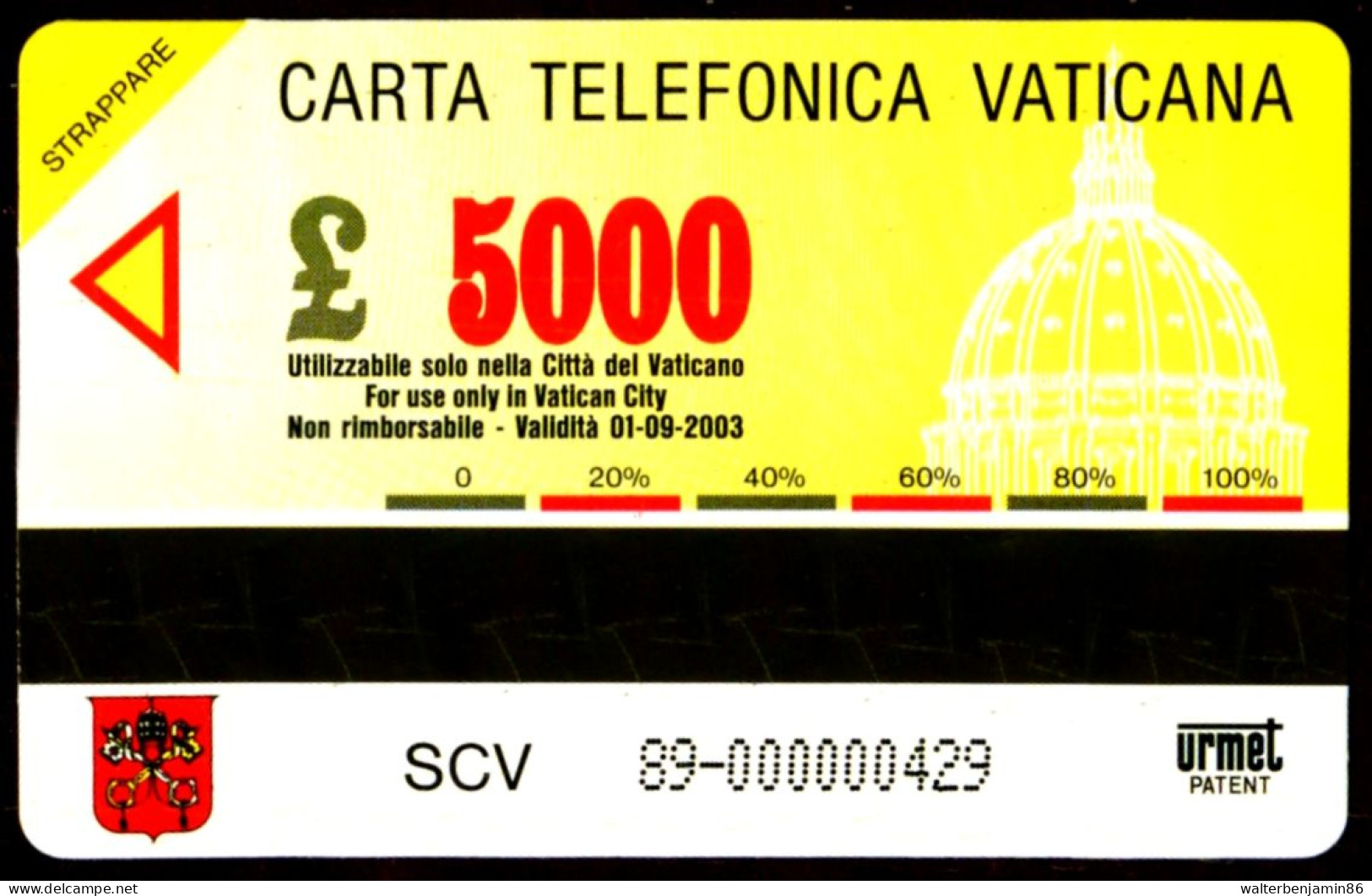 G VA 89 C&C 6089 SCHEDA TELEFONICA NUOVA MAGNETIZZATA VATICANO CUPOLA DI S. PIETRO - Vaticaanstad