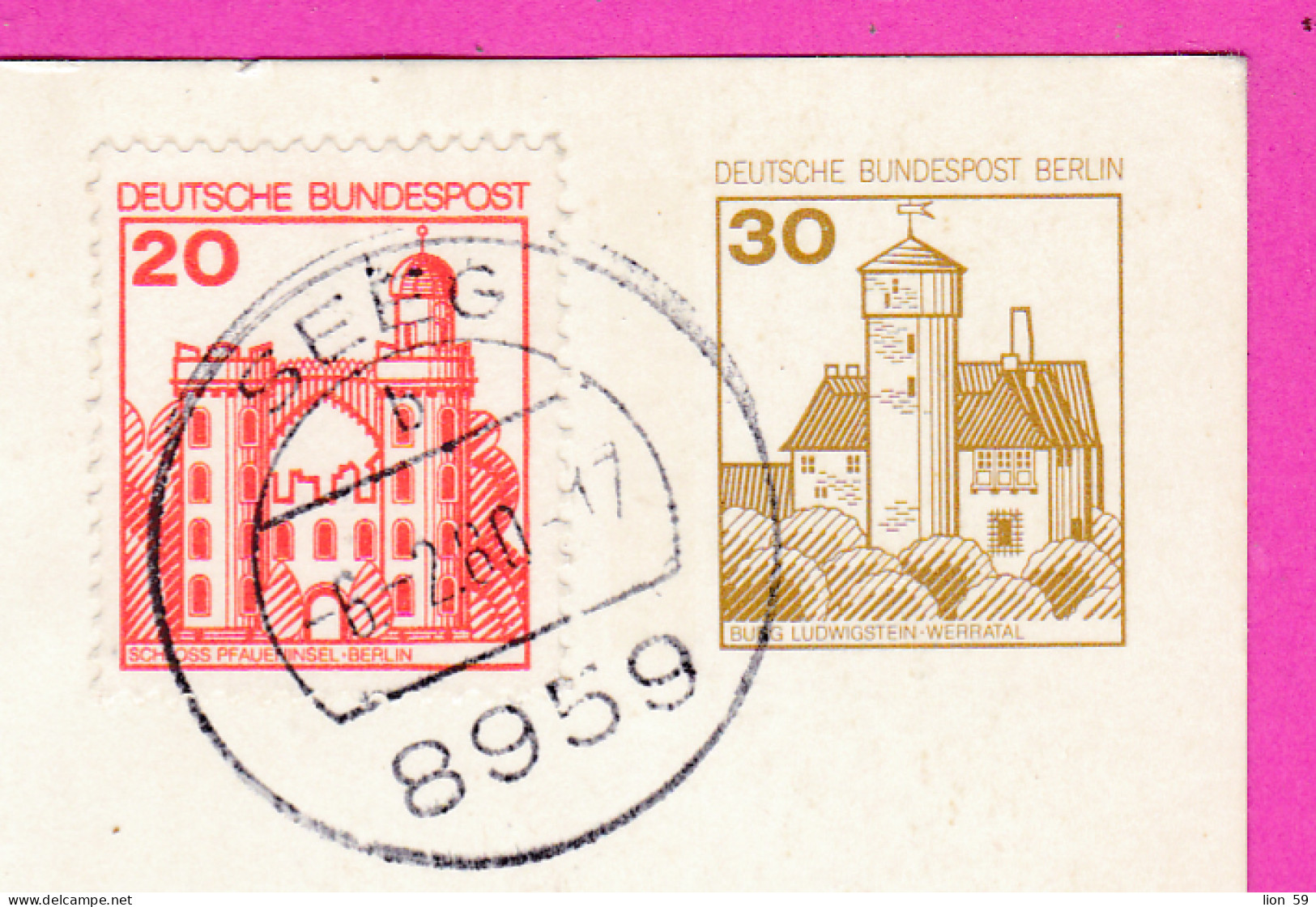 295760 / Germany BRD Berlin 1980 - 20+30 Pf. (Burg Ludwigstein Werratal) Schloss Pfaueninsel Berlin , Seeg -Köln PSC - Postcards - Used