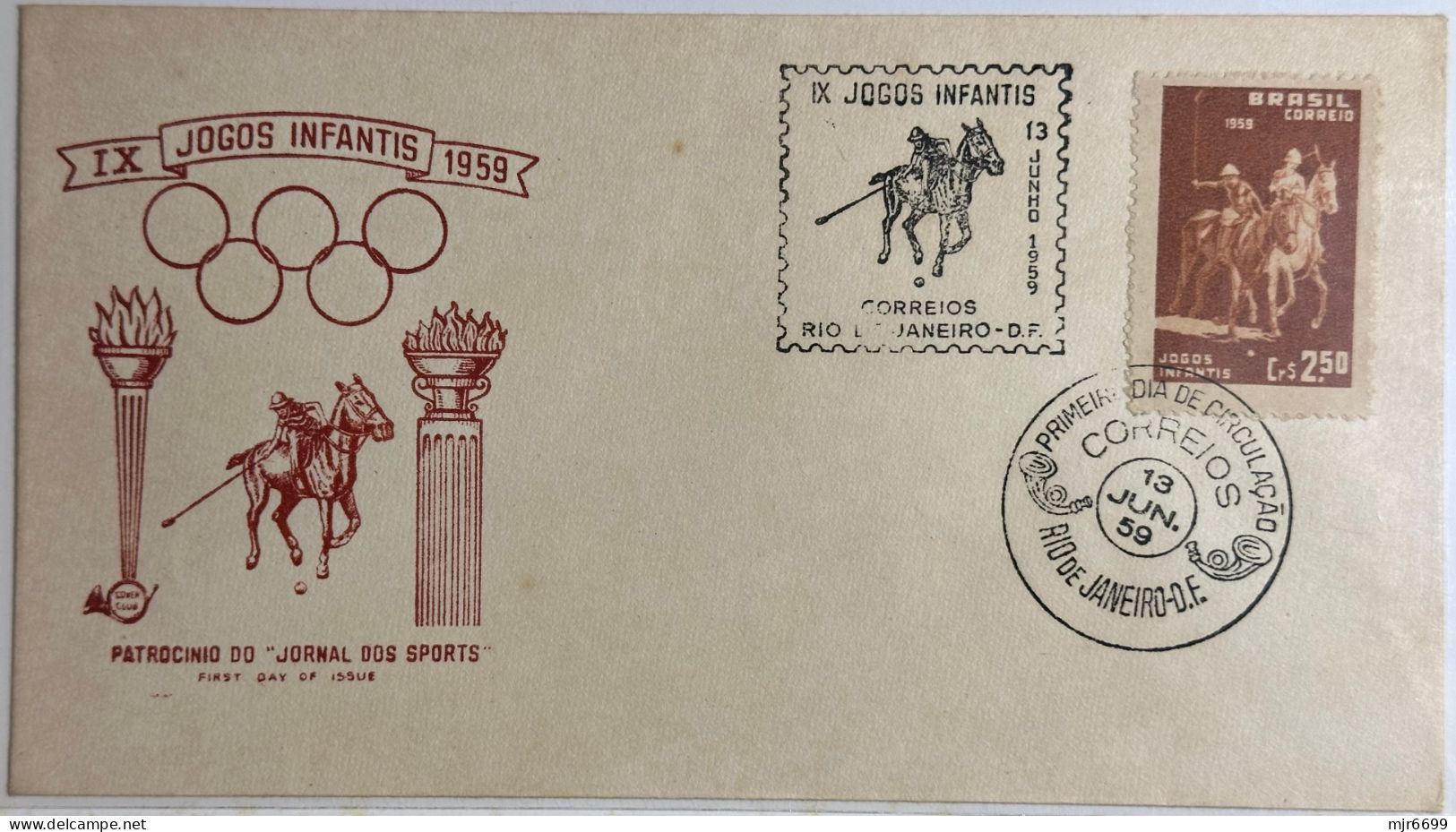 1959 COVER WITH "IX JOGOS INFANTIS" STAMPS, FIRST DAY CANCELLATION - Covers & Documents