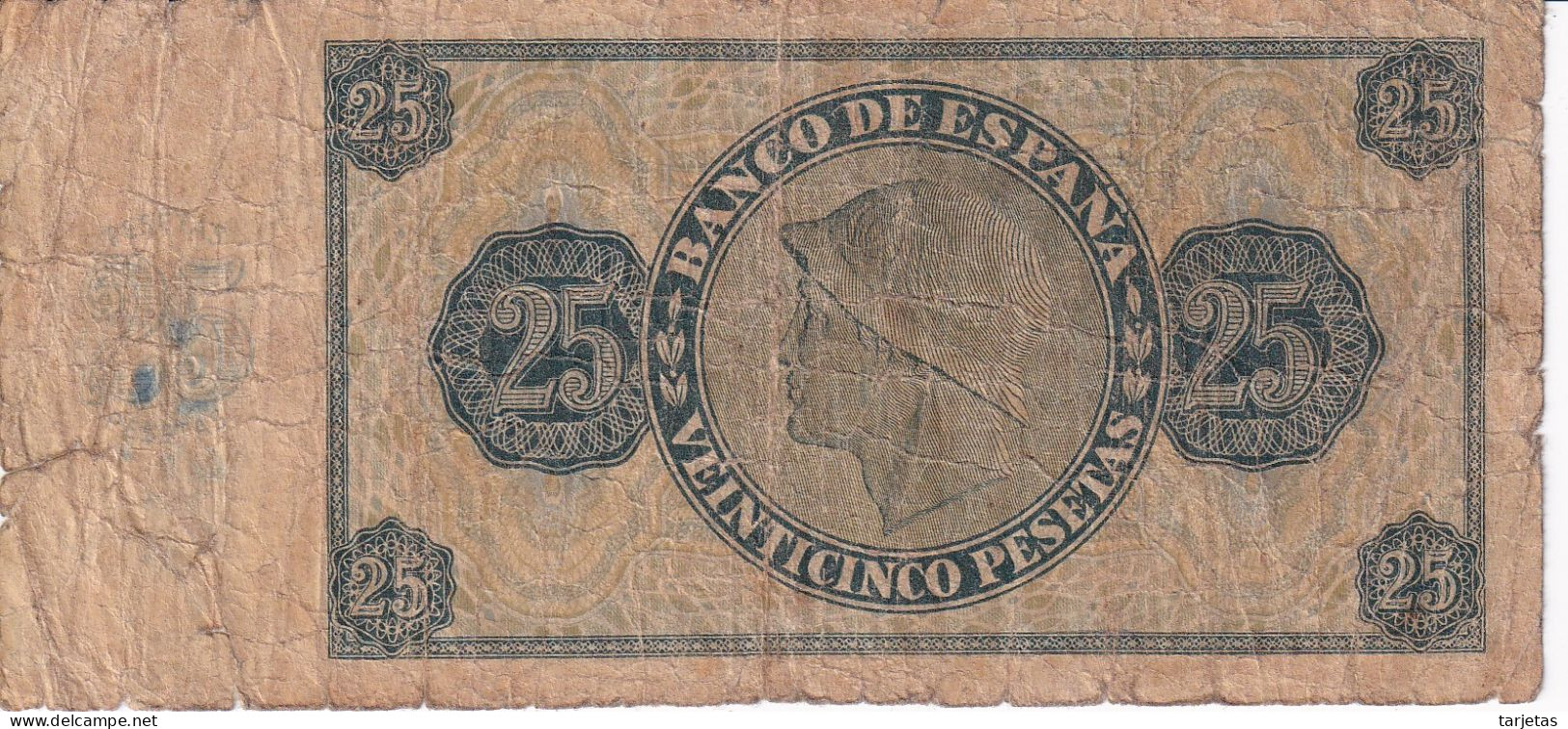 BILLETE DE ESPAÑA DE 25 PTAS DEL 21/11/1936 SERIE O CALIDAD  RC (BANKNOTE) - 25 Pesetas