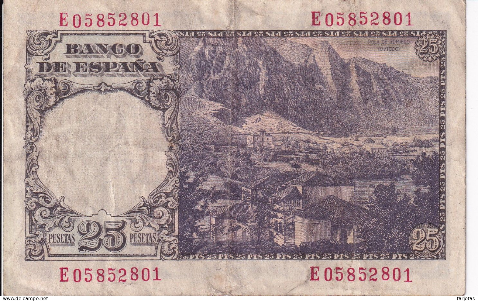 BILLETE DE ESPAÑA DE 25 PTAS DEL 19/02/1946 SERIE E (BANKNOTE) - 25 Peseten