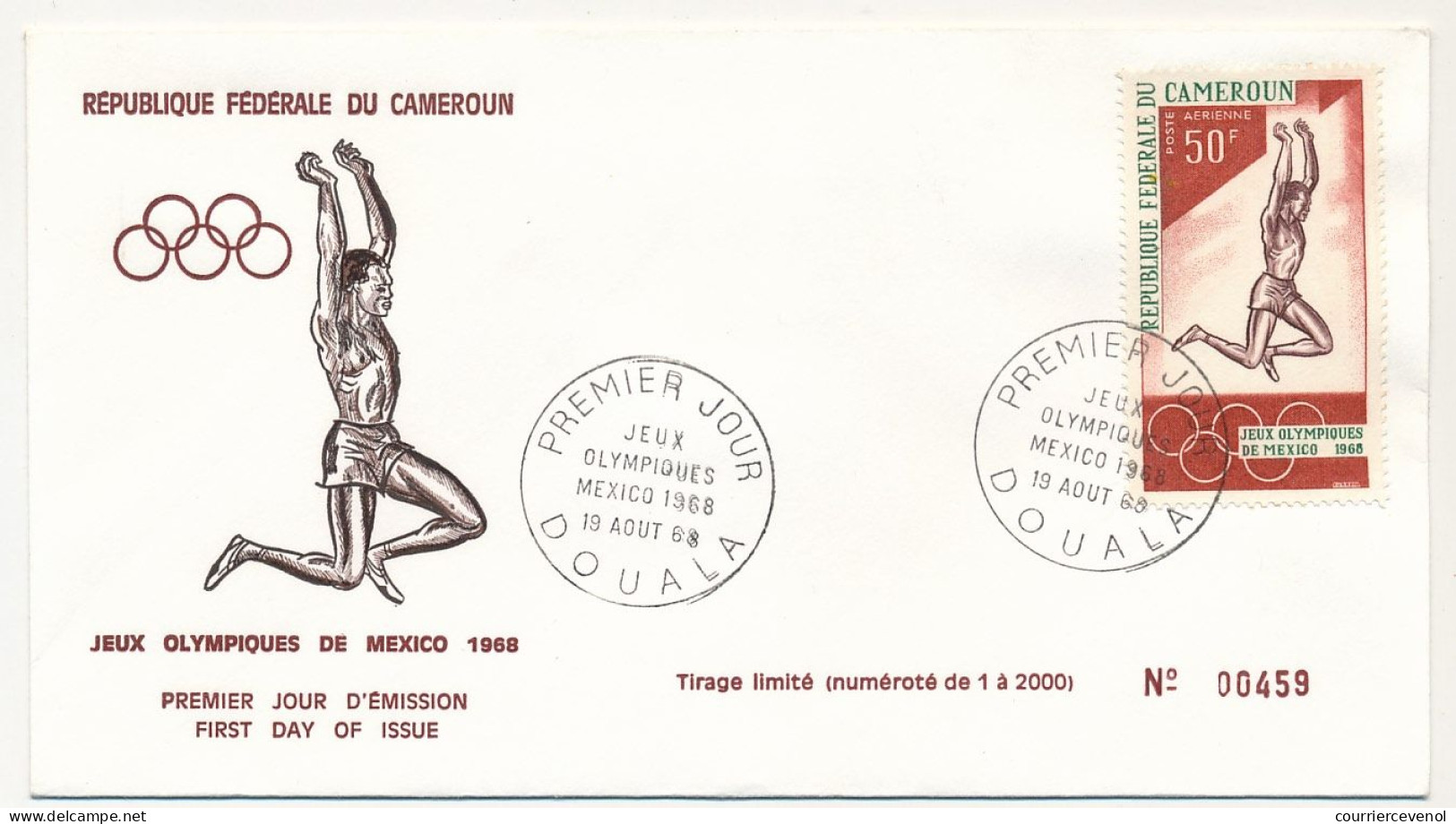 Cameroun => Env FDC => 50F Jeux Olympiques De Mexico 1968 - 19 Aout 1968 - Douala - Cameroon (1960-...)