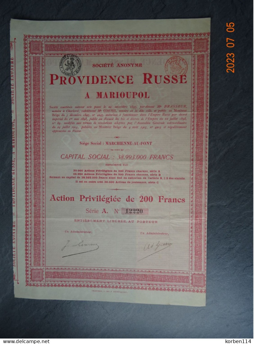 S.A.  PROVIDENCE RUSSE A MARIOUPOL - P - R