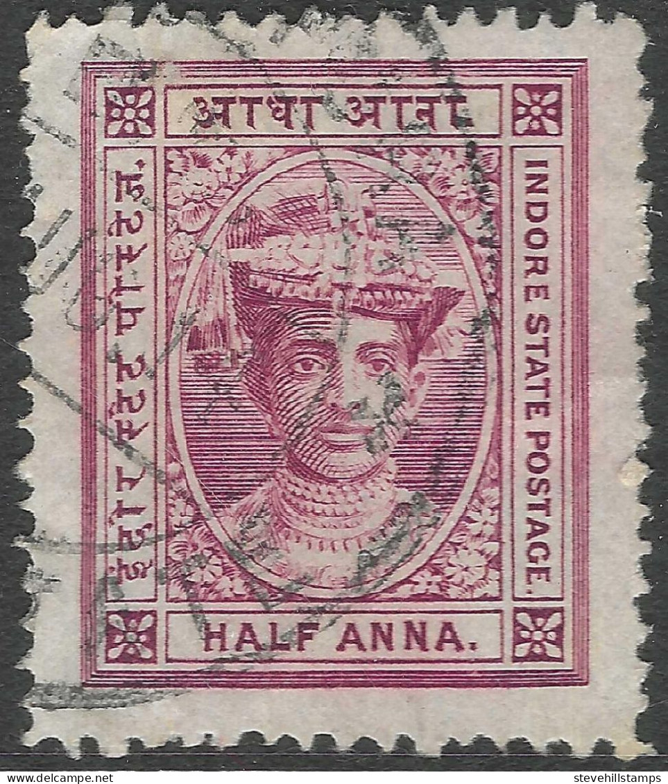 Indore (Holkar) State(India). 1904-20 Maharaja Tukoji Dao Holkar III. ½a Used. SG 10 - Holkar