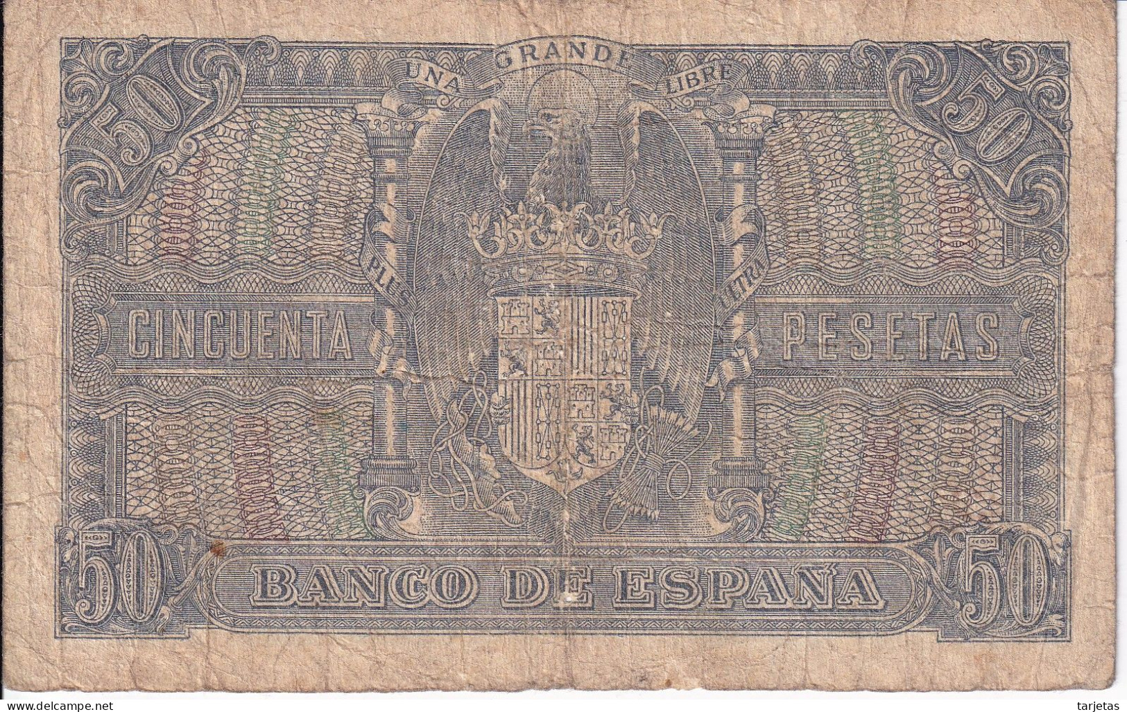 BILLETE DE ESPAÑA DE 50 PTAS DEL 9/01/1940 SERIE E CALIDAD RC (BANKNOTE) - 50 Pesetas