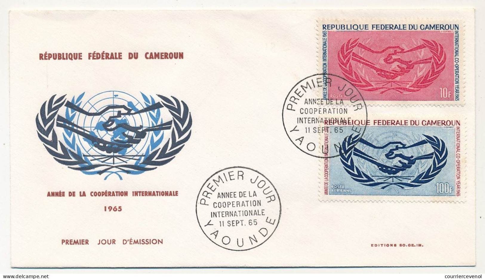 Cameroun => Env FDC => 2 Val. Année De La Coopération Internationale - 11 Septembre 1969  - Yaoundé - Camerun (1960-...)