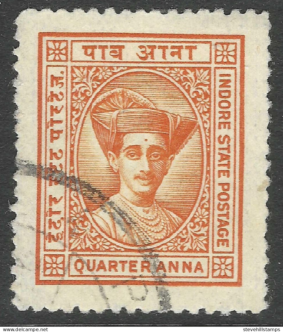 Indore (Holkar) State(India). 1927-37 Maharaja Yeshwant Rao Holkar II. ¼a Used. SG 16 - Holkar