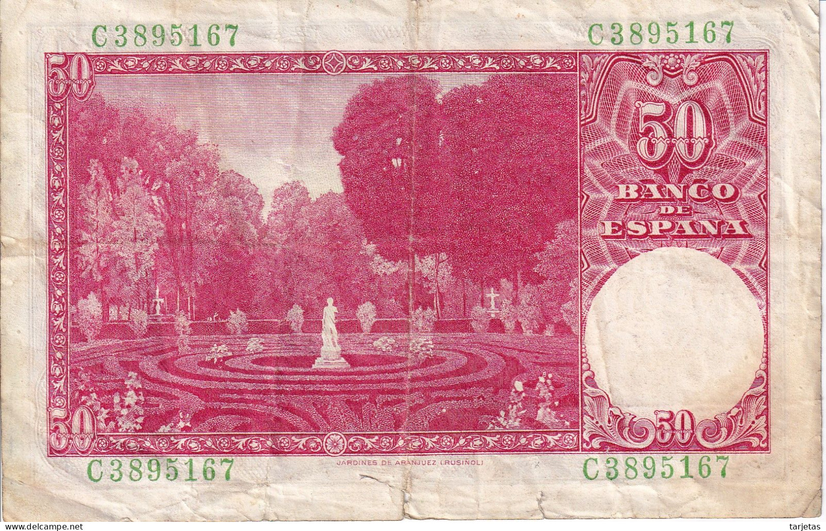 BILLETE DE ESPAÑA DE 50 PTAS DEL 31/12/1951 SERIE C  (BANKNOTE) - 50 Peseten