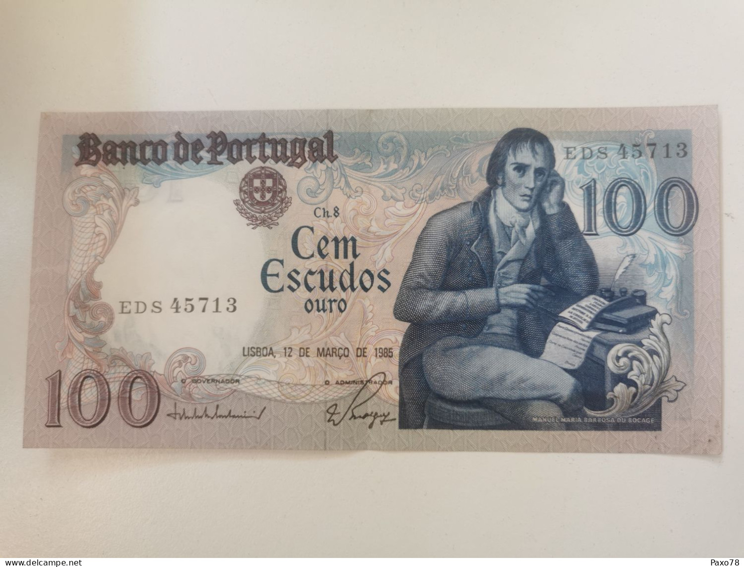 Portugal, 100 Escudos Bocage 1985. Numéros Seguidos - Portugal