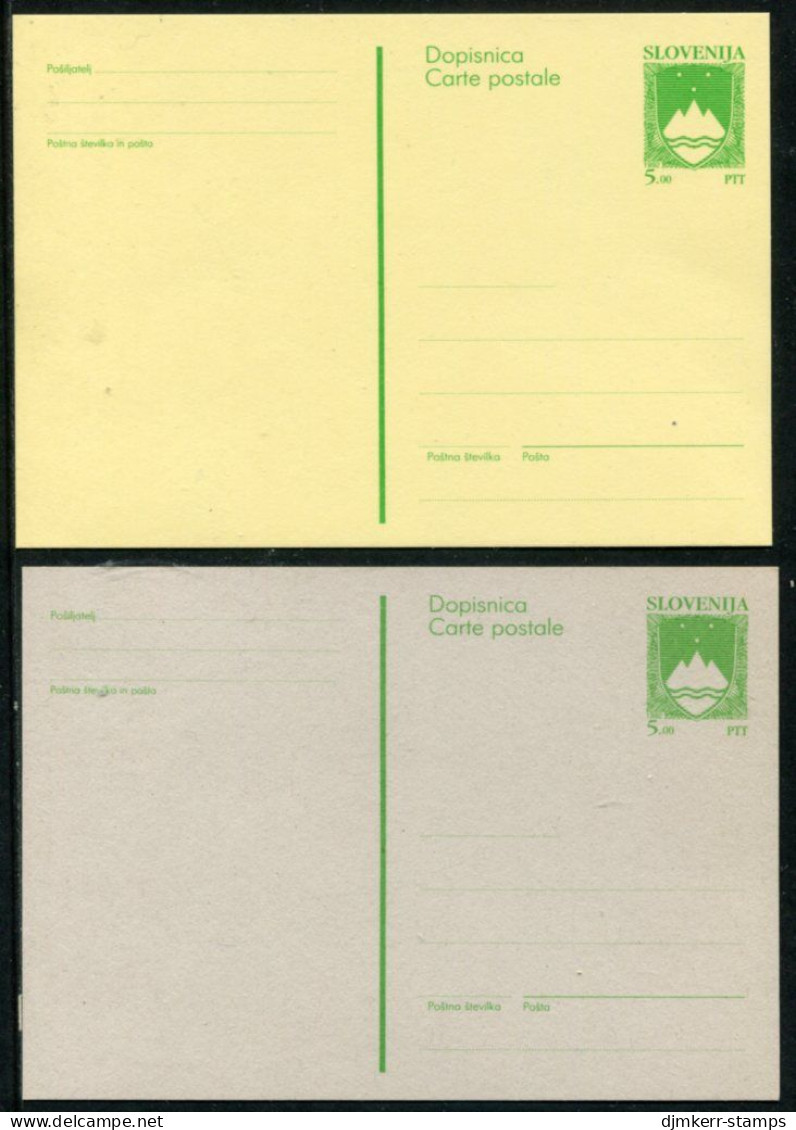 SLOVENIA 1992 5.00 T.  Arms Stationery Card,on Both Papers, Unused.   Michel P3a-b - Slowenien