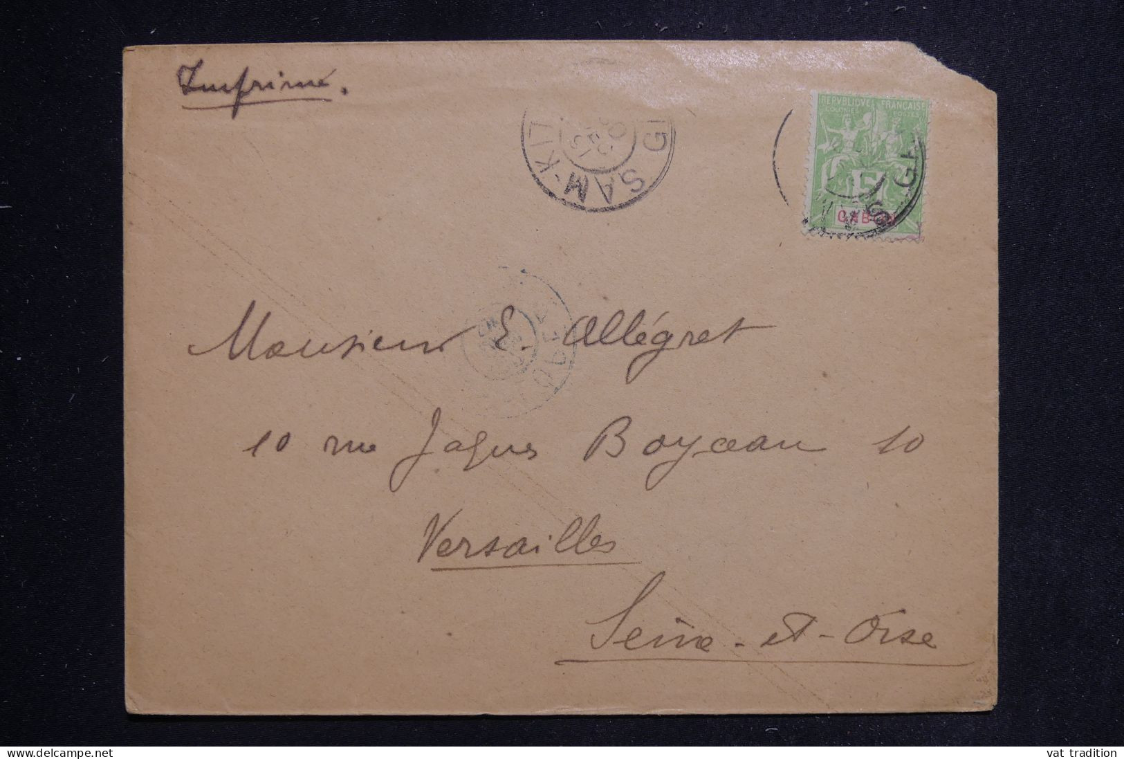 GABON - Type Groupe 5ct Sur Enveloppe Pour Versailles - L 144468 - Lettres & Documents