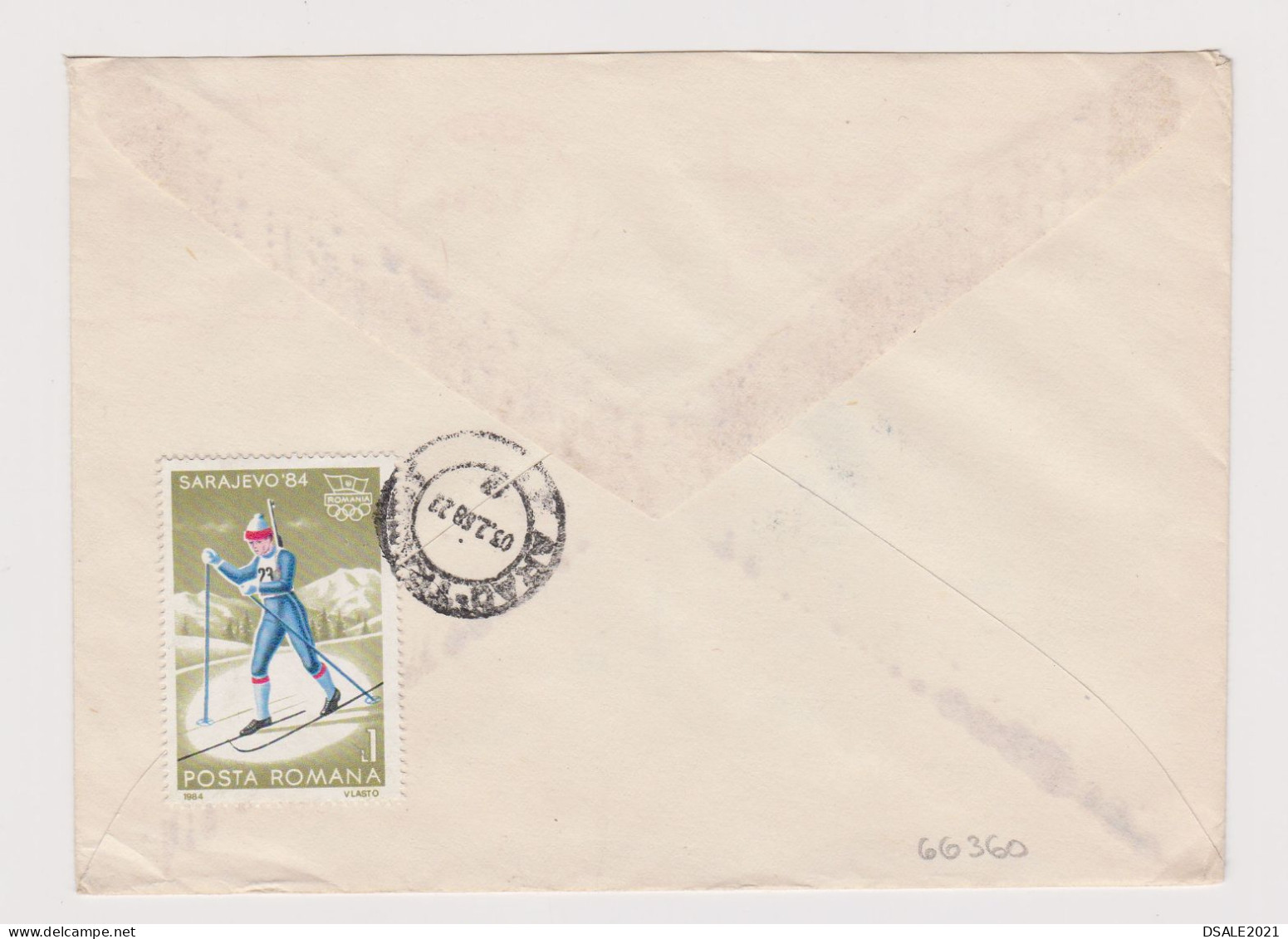 Romania Rumänien 1988 Cover W/Topic Stamp, Sport Calgary 1988 Winter Olympics EMA METER Postmark, Sent To Bulgaria 66360 - Frankeermachines (EMA)