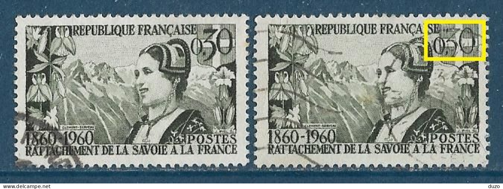 France 1960 - Variété -    Y&T N° 1246 Oblitérés Centenaire Du Rattachement Du Duché De Savoie   (voir Descriptif ) - Gebraucht