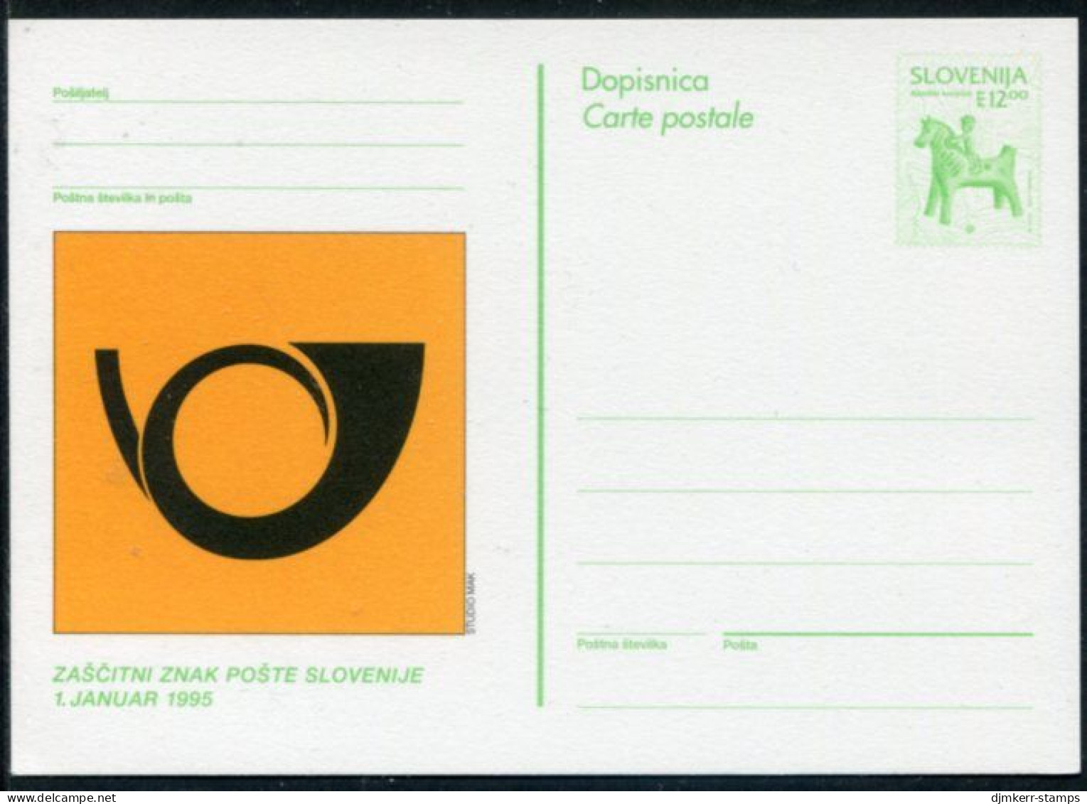 SLOVENIA 1995 Cultural Heritage 12 T. Stationery Card With PTT Logo, Unused.   Michel P10 - Slovenië