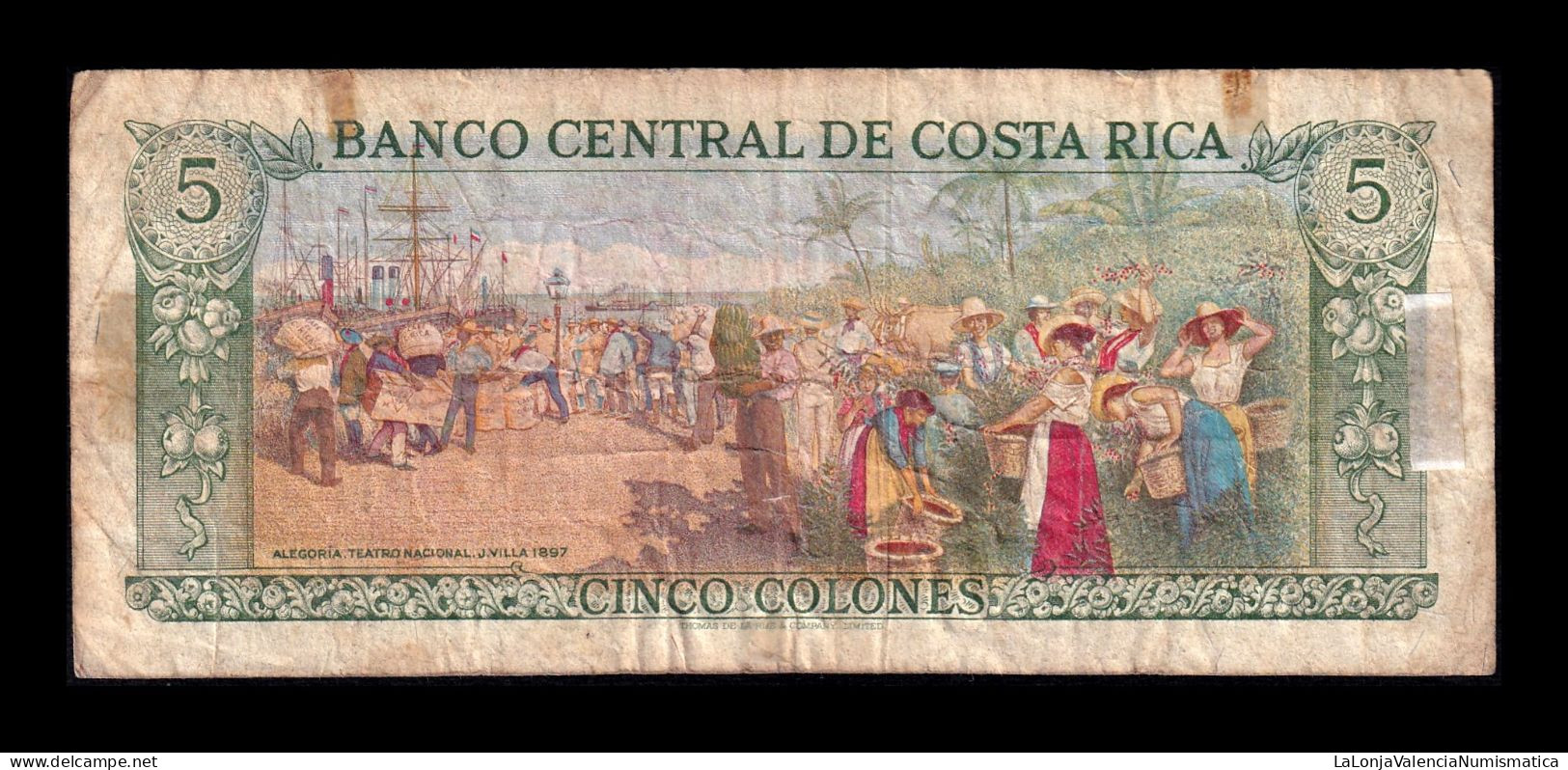 Costa Rica 5 Colones Rafael Yglesias Castro 1975 Pick 236c Bc F - Costa Rica