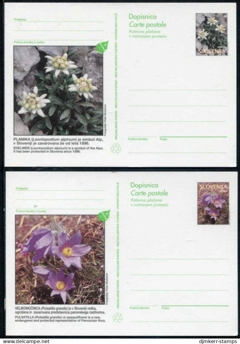 SLOVENIA 1996 Alpine Flowers. Stationery Cards, Unused.   Michel P44-45 - Slovénie