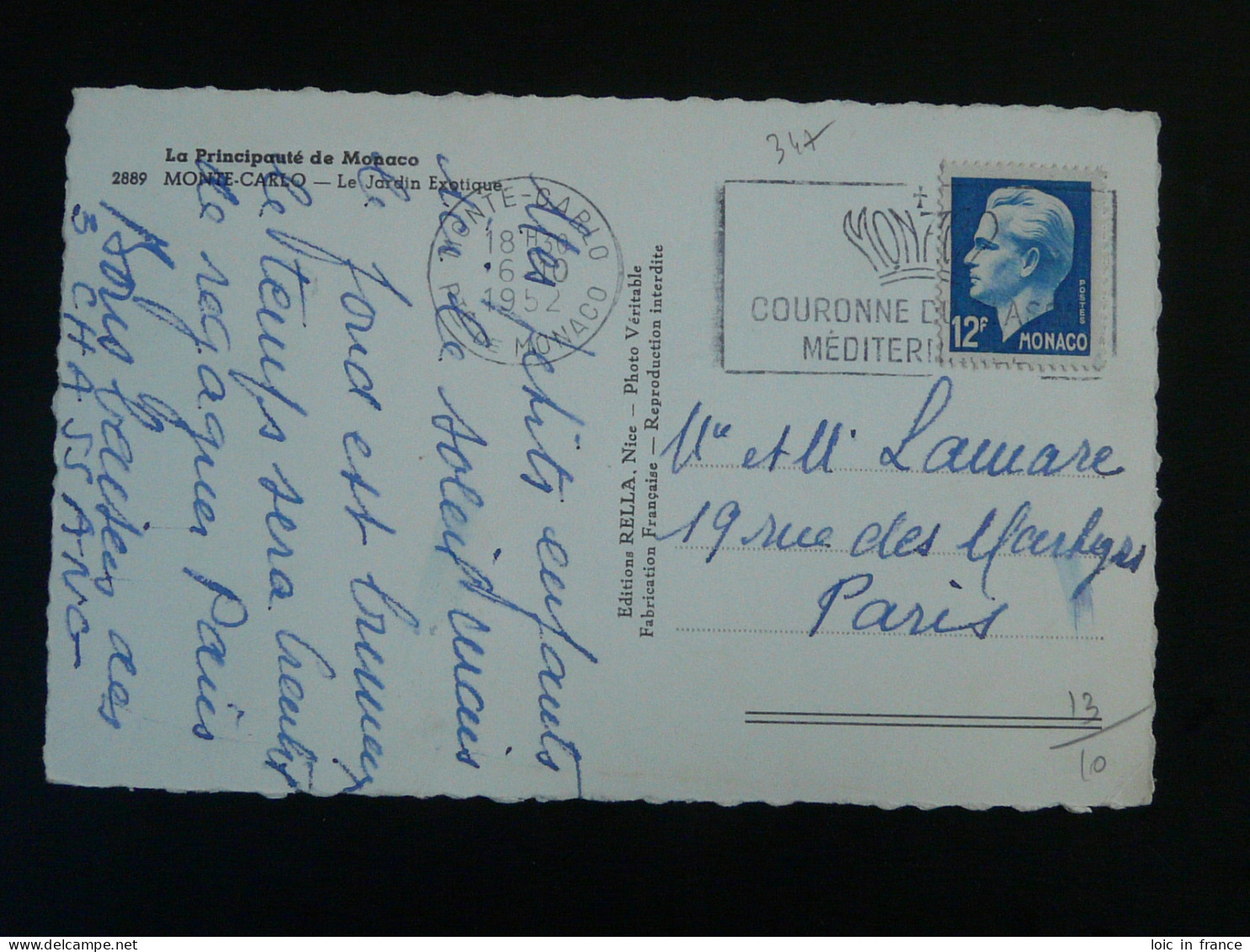 Carte Postale Postcard Cactus Monaco 1952 - Sukkulenten
